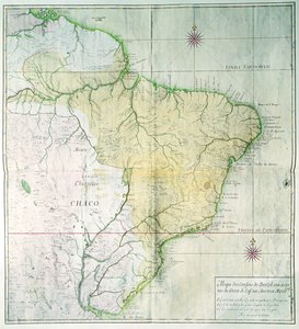 Brasilian kartta, 1749 (värikaiverrus)